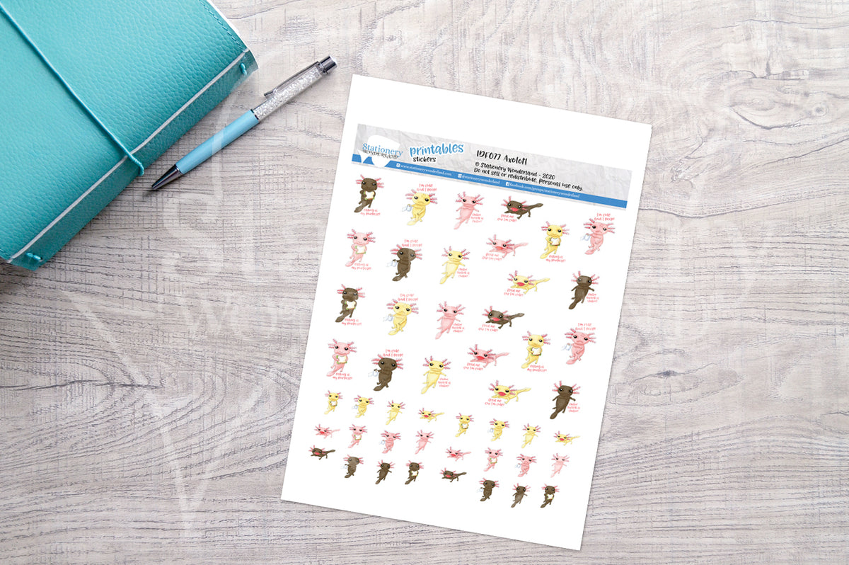 Axolotl Printable Functional Stickers – Stationery Wonderland