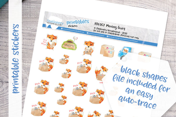 Moving foxes Printable Functional Stickers