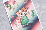 Foxy's BBQ full page cover up stickers - Hobonichi weeks, cousin, A5 and A6