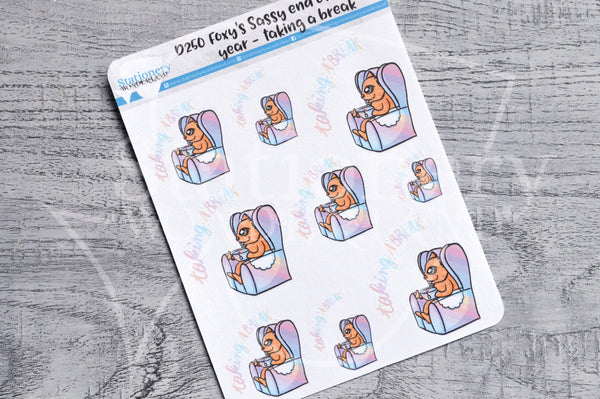 Kitty takes a break decorative planner stickers - Foxy's Sassy End of the Year