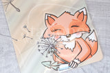 Foxy's dandelion clear laminated folder - Hobonichi weeks, original A6, cousin A5, B6 and quarter size planner pocket