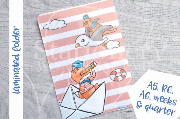 Sailor Foxy clear laminated folder - Hobonichi weeks, original A6, cousin A5, B6 and quarter size planner pocket