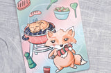 Foxy's BBQ clear laminated folder - Hobonichi weeks, original A6, cousin A5, B6 and quarter size planner pocket
