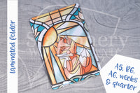Art Nouveau Foxy laminated folder - Hobonichi weeks, original A6, cousin A5, B6 and quarter size planner pocket