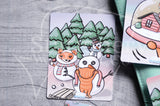 Snow fun Foxy hand-drawn journaling cards for memory planners 3x4"