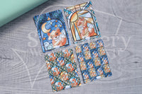 Art Nouveau Foxy hand-drawn journaling cards for memory planners 3x4"