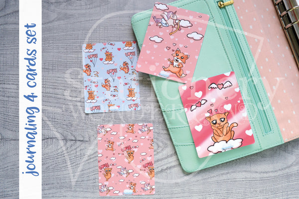 Toonish love Foxy hand-drawn journaling cards for memory planners 3x4"