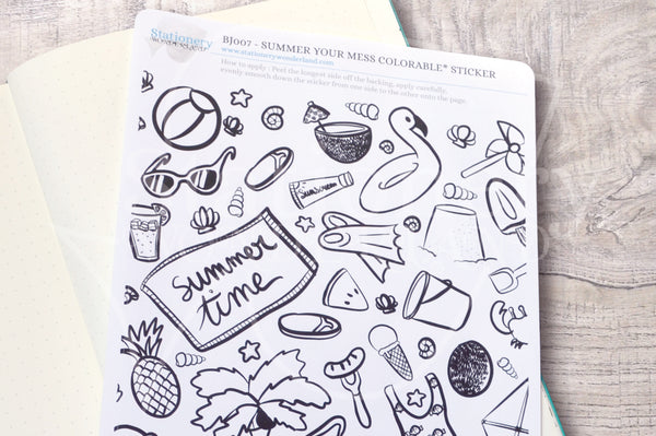 Summer your mess journaling stickers - Adult coloring journal stickers –  Stationery Wonderland