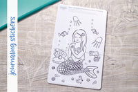 Mermaid your mess journaling stickers - Adult coloring journal stickers