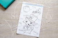 Foxy in Wonderland coverup journaling sticker - Adult coloring journal stickers