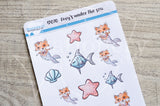 Foxy's under the sea Foxy the merfox decorative planner stickers