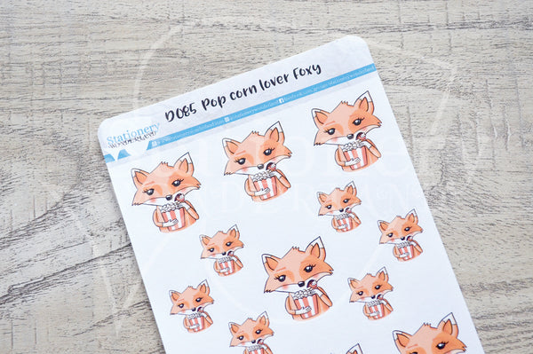 Pop corn lover Foxy decorative planner stickers