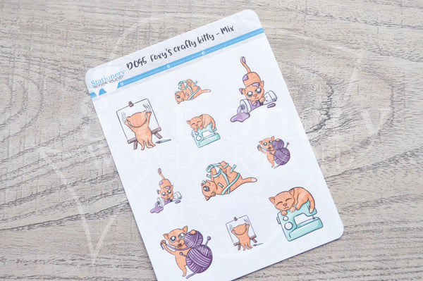 Foxy's crafting kitty decorative planner stickers
