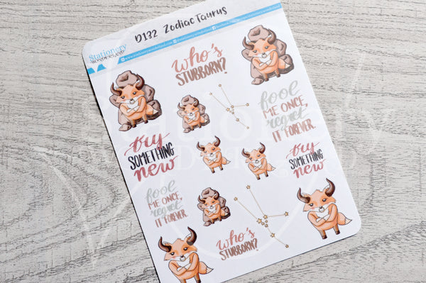 Zodiac Foxy Taurus decorative planner stickers