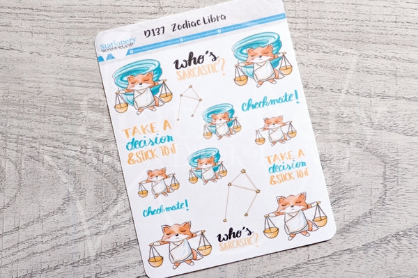 Zodiac Foxy Libra decorative planner stickers