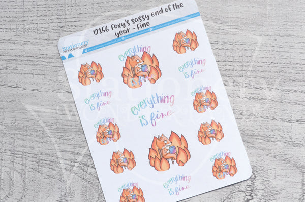 Everything is fine Foxy decorative planner stickers - Foxy's Sassy End of the Year
