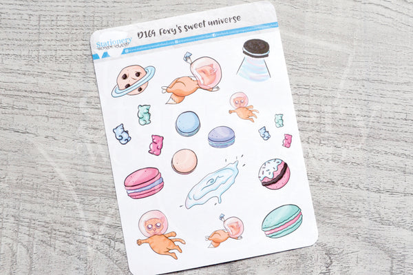 Foxy's sweet universe decorative planner stickers