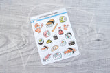 Foxy's kawaii sushi decorative planner stickers