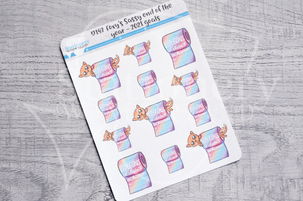 2021 goals Kitty decorative planner stickers - Foxy's Sassy End of the Year