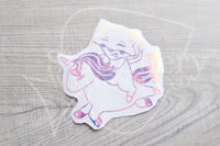 Foxy on her high unicorn vinyl decal