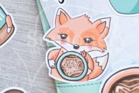 Brew it Foxy die cuts - Coffee Foxy embellishments
