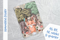Woodland Foxy clear laminated folder - Hobonichi weeks, original A6, cousin A5, B6 and quarter size planner pocket