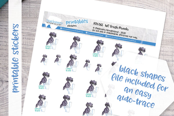 Trash panda wc Printable Functional Stickers