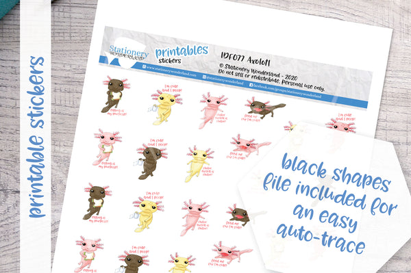 Axolotl Printable Functional Stickers – Stationery Wonderland