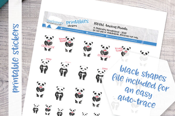 Anxious Panda Printable Functional Stickers