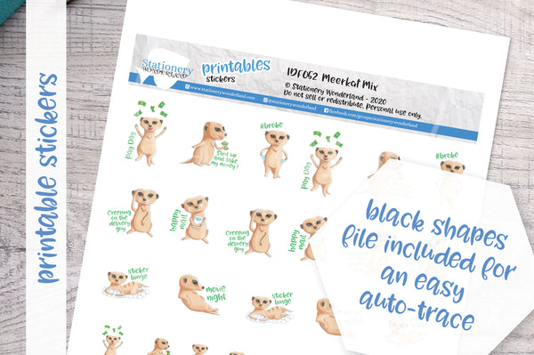 Meerkats Printable Functional Stickers