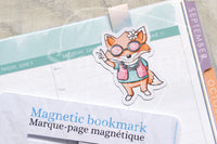 Flower Power Foxy magnetic bookmark, Foxy peace and fox bookmark