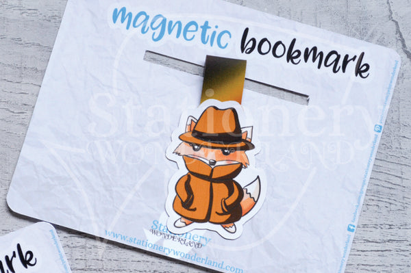 Detective Foxy magnetic bookmark, true crime Foxy bookmark