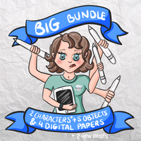 BIG Bundle - 2 characters + 5 objects + 4 digital papers