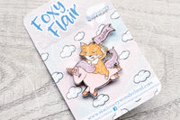 Foxy on her high unicorn enamel pin