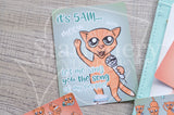Foxy's kitty hand-drawn journaling cards for memory planners 3x4"