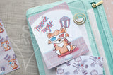 3D Foxy hand-drawn movie night journaling cards for memory planners 3x4"