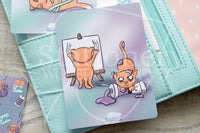 Foxy's crafting kitty hand-drawn journaling cards for memory planners 3x4"