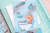 Foxy's spa hand-drawn journaling cards for memory planners 3x4"