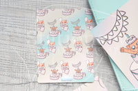 Foxy's B-day hand-drawn journaling cards for memory planners 3x4"