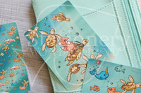 Foxy's sea turtles hand-drawn journaling cards for memory planners 3x4"