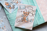 Foxy's PJ de soirée hand-drawn journaling cards for memory planners 3x4"
