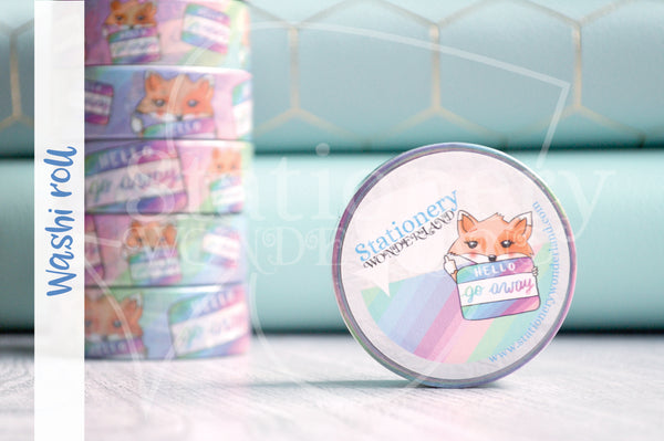 Foxy hello go away hand-drawn washi tape - Washi roll - Foxy's Sassy End of the Year