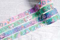 Set of 4 Wonderland Party hand-drawn washi tape