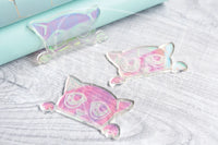 Kitty washi cutter - Holographic acrylic washi cutter