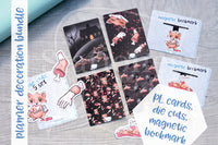 Planner decoration bundle - Bloody Foxy - PL cards, die cuts and magnetic bookmark