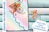 Kitty stationery planner bundle - Washi cutter charm, washi stand, laminated folder