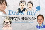 Draw my tiny human - Custom hand drawn portrait stickers